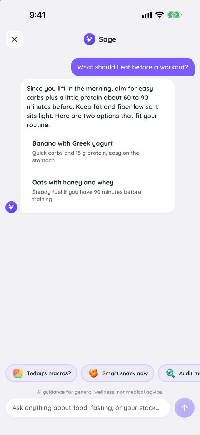 A chat with Sage about what to eat before a morning workout.
